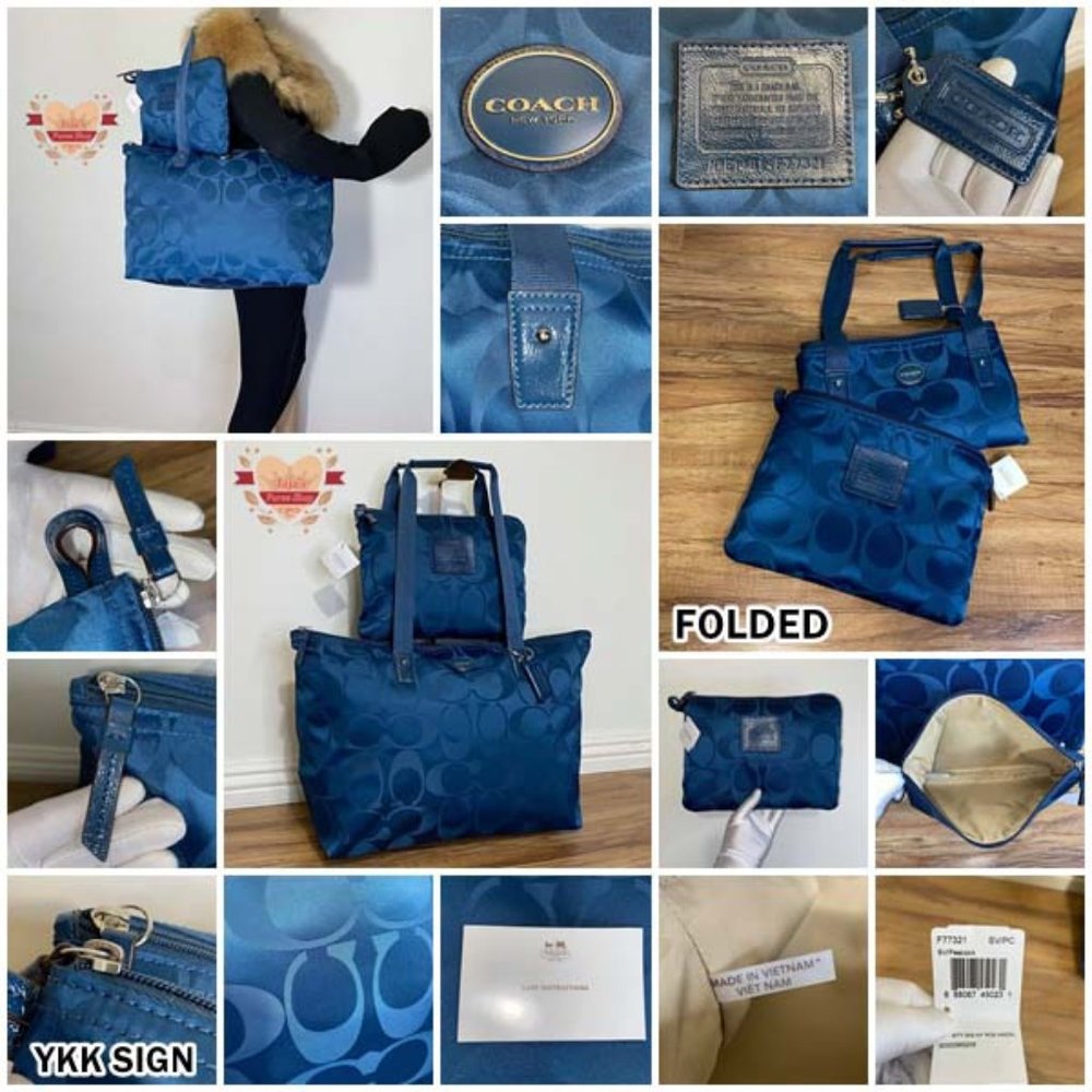 ❤️❤️SOLD❤️❤️Coach Sig Nylon Bag & Snap Pouch💙 - Picture 15 of 16